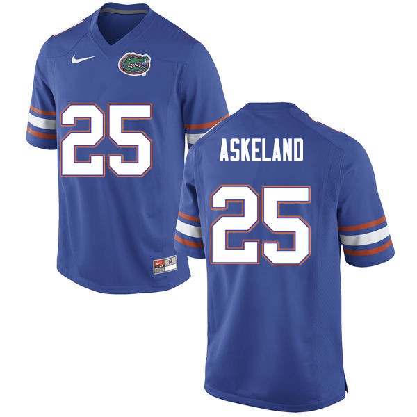 Men #25 Erik Askeland Florida Gators College Football Jersey Blue